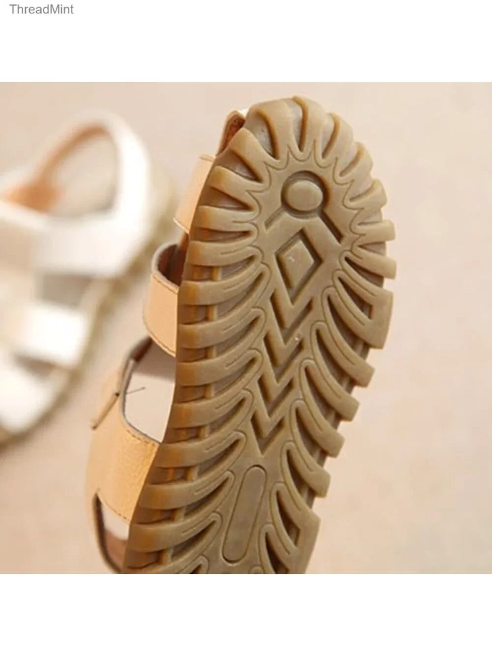 Toddler Closed Toe Sandals Lace Up Boys Girls Faux Leather Non-Slip Barefoot